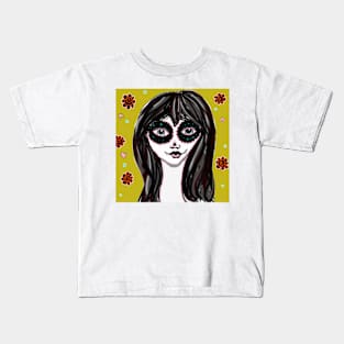 sugar skull girl digital art, day of the dead, sugar skull Kids T-Shirt